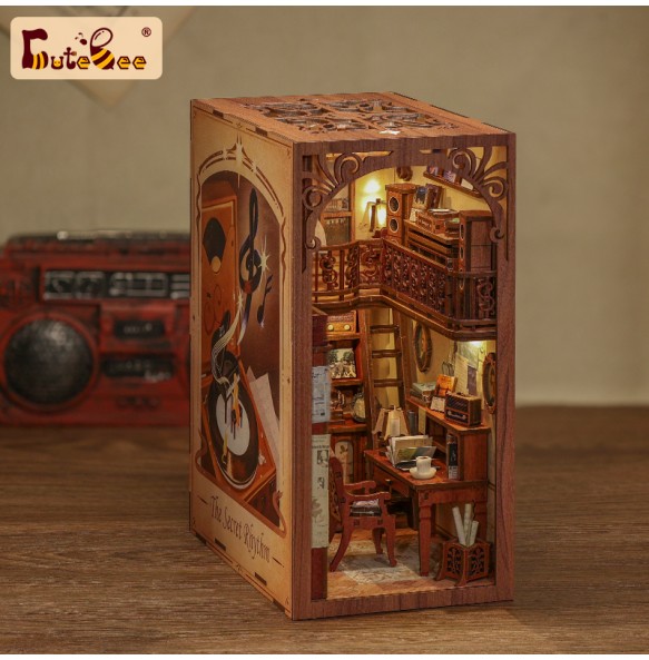 CUTEBEE Book Nook Kit DIY Miniature Book Nooks with Touch Light House Model Building Adults for Decoration Gift (Secret Rhythm)