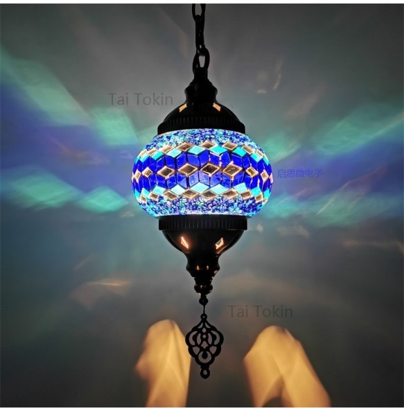 Newest Mediterranean Style Art Deco Turkish Mosaic Pendant Lamp Handcrafted Mosaic Glass Romantic Pendant Light