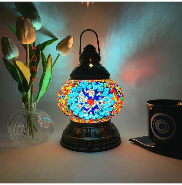 Rechargeable Turkish Mosaic Table Lamp Deco Handcrafted Lampe Abajur Para Quarto Bed Night Light Lampara De Noche Dormitorio