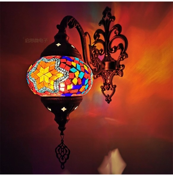 Newest Mediterranean style Art Deco Turkish Mosaic Wall Lamp Handcrafted mosaic Glass romantic wall light