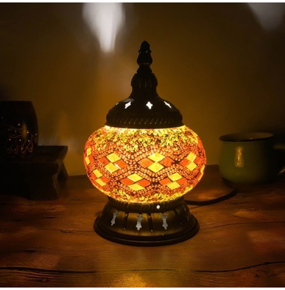 Newest Turkish Mosaic Table Lamp Vintage Art Deco Handcrafted Lamparas De Mesa Glass Romantic Bed Light Lamparas Con Mosaicos