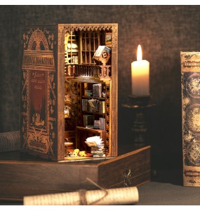 CUTEBEE DIY Book Nook Miniature House Booknook Shelf Insert Retro Eternal Bookstore Led Lights Model For Handmade Children Gifts