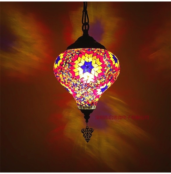 Newest E14 Hand-inlaid Glass Mosaic Bedroom Living Room Decorative Pendant  Lamps of Mediterranean Style Turkish Lampe