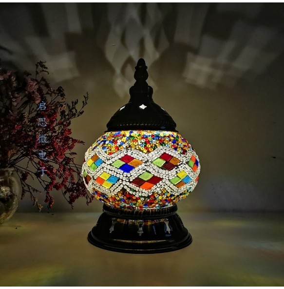 New Style E14 Hand-inlaid glass mosaic bedroom living room decorative Night Lamps of Mediterranean style Turkish Lamps