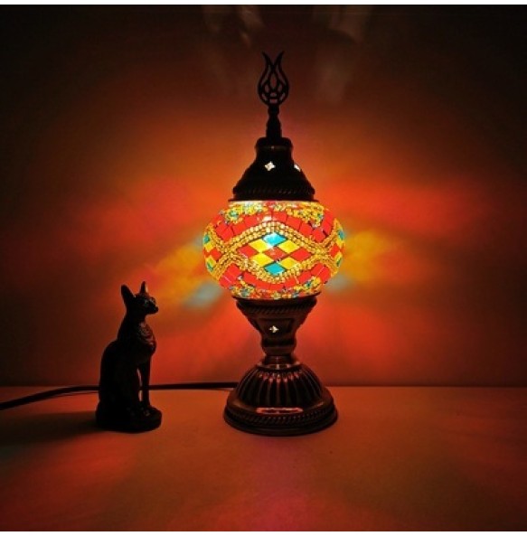 USB Rechargeable Night Lamp Mosaic Table Lamp Vintage Deco Handcrafted Lamparas De Mesa Glass Romantic Bed Light Con Mosaicos