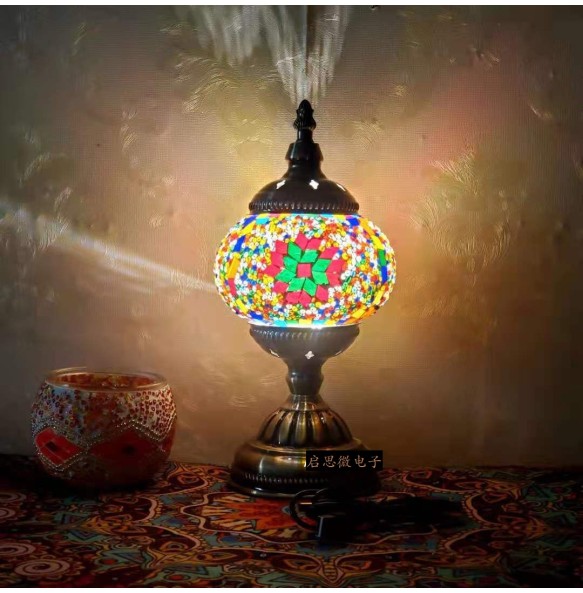 DIY USB Rechargeable Turkish Mosaic Table Lamp Handcrafted Camping Light Gift For Kids Lamparas Bedroom Decoration Night Light