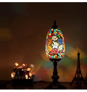 Oval Turkish Mosaic Table Lamp Vintage Art Deco Handcrafted Lamparas De Mesa Ball Glass Romantic Bed Light Led Night Lampe