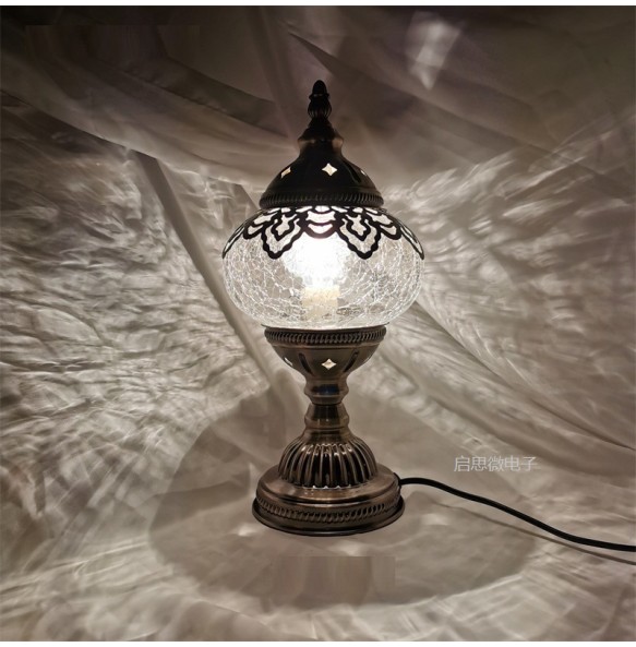 Creative Holiday Retro ice-cracked Table Lamps Clear Turkish Lamp Night Light Bedroom Desk Lighting Home Decoration