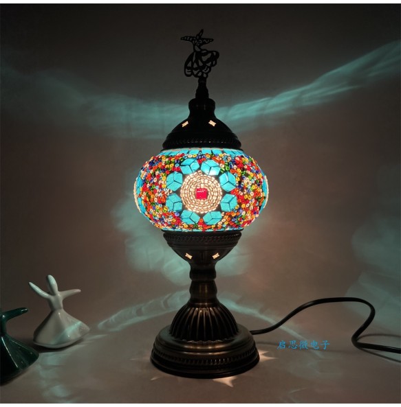 Turkish Swirling Dance Mosaic Table Lamp Vntage Deco Handmade Lamparas De Mesa Glass Romantic Bed Light Lampe Con Mosaicos