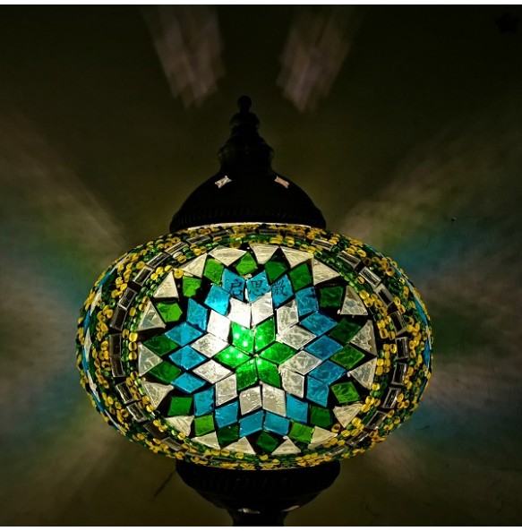 Big Size Turkish Mosaic Table Lamp Vintage Art Deco Handcrafted Lamparas De Mesa Ball Glass Romantic Bed Light Led Night Lampe