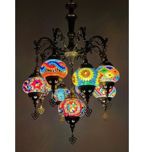 New 9 Heads Turkish Chandelier Handmade Cafe Restaurant Bar Bedroom Balcony Lamp Corridor Mosaic Pendant Light Home Decorations