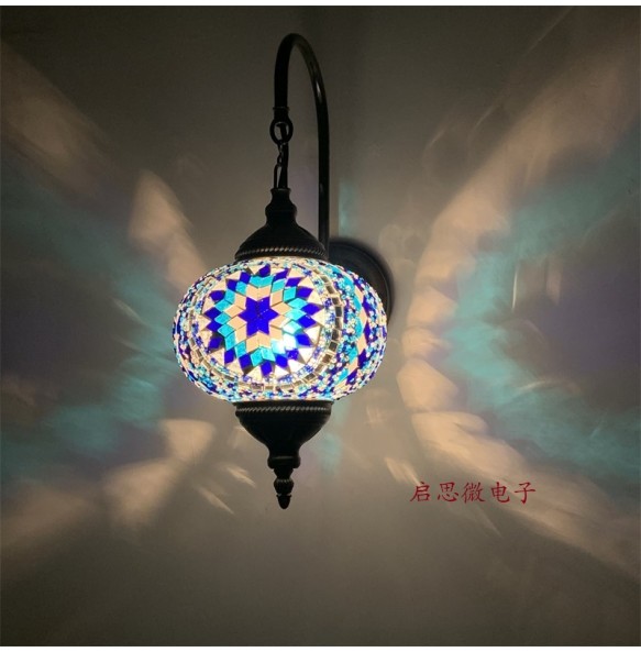 Waterproof Outdoor Mediterranean style Art Deco Turkish Mosaic Wall Lamp Handcrafted mosaic Glass romantic wall light