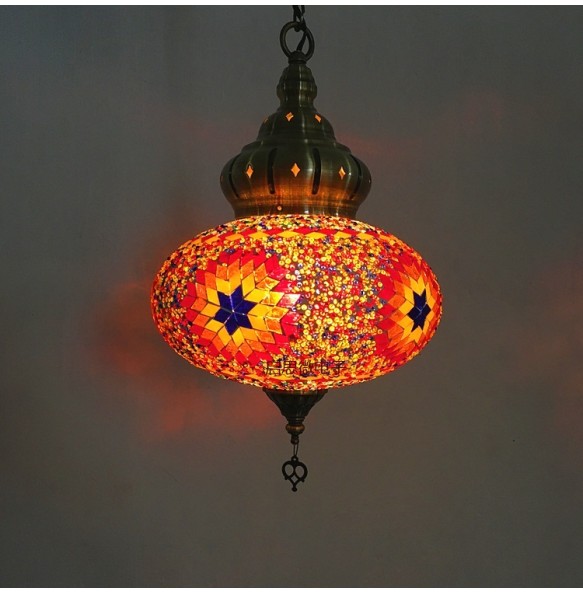 2021 Newest 25cm Dia Mediterranean style Art Deco Turkish Mosaic Pendant Lamp Handcrafted mosaic Glass romantic pendant light