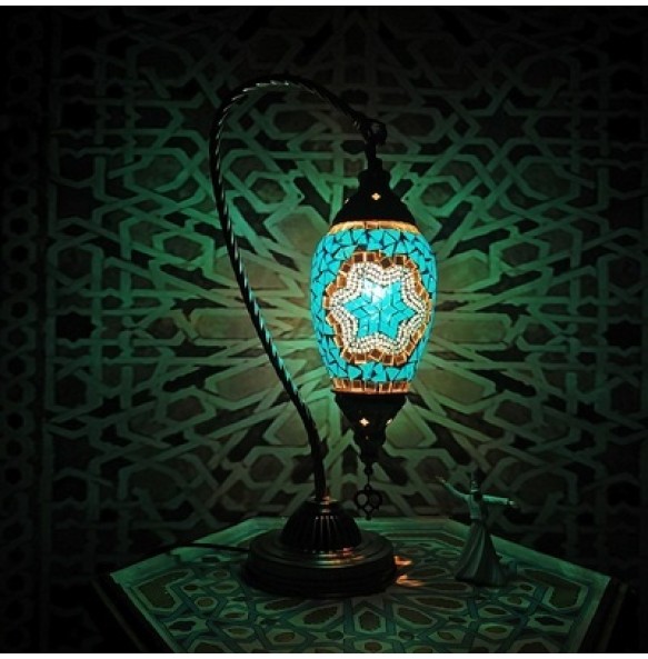 New Turkish mosaic swan table Lamp vintage art deco Handcrafted lamparas de mesa mosaicos Glass romantic bed light lamparas con