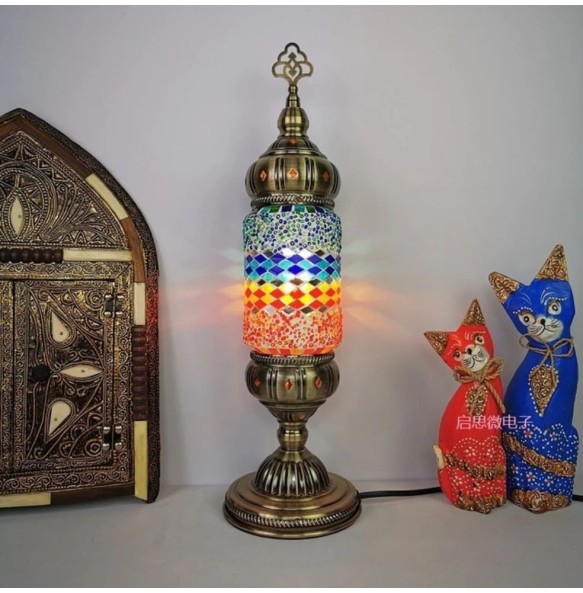 New style Turkish mosaic table Lamp vintage art deco Handcrafted lamparas de mesa Glass romantic bed light lamparas con mosaicos