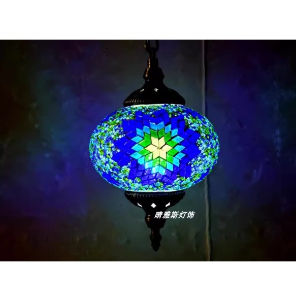 Turkish Mosaic Pendant Lamp Vintage Art Deco Handcrafted Lamparas De Mesa Glass Romantic Light Lamparas Con Mosaicos Home Decor