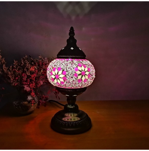 Newest E14 Hand-inlaid glass mosaic bedroom living room decorative Table Lamps of Mediterranean style Turkish Lamps