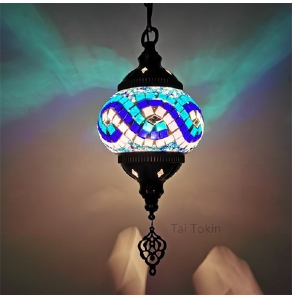 Newest Mediterranean Style Art Deco Turkish Mosaic Pendant Lamp Handcrafted Mosaic Glass Romantic Pendant Light