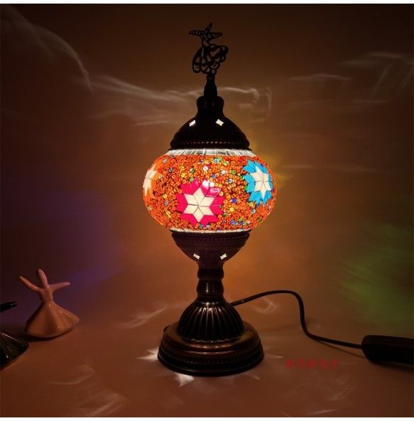 Turkish Swirling Dance Mosaic Table Lamp Vntage Deco Handmade Lamparas De Mesa Glass Romantic Bed Light Lampe Con Mosaicos