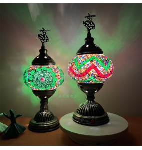 Turkish Swirling Dance Mosaic Table Lamp Vntage Deco Handmade Lamparas De Mesa Glass Romantic Bed Light Lampe Con Mosaicos