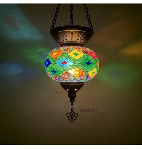 Big Size Turkish Mosaic Pendant Lamp Vintage Deco Handcrafted Lampe De Mesa Glass Romantic Light Lamparas Colgantes Para Techo