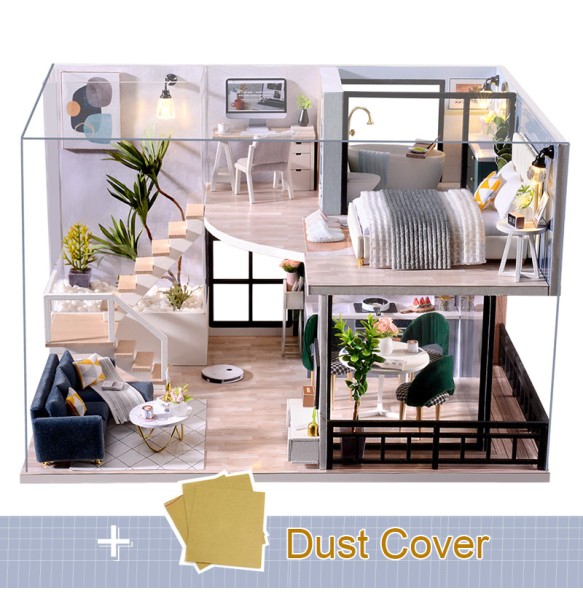 CUTEBEE DIY Dollhouse Wooden Doll Houses Miniature Doll House Furniture Kit Casa Music Led Toys for Children Birthday Gift L32