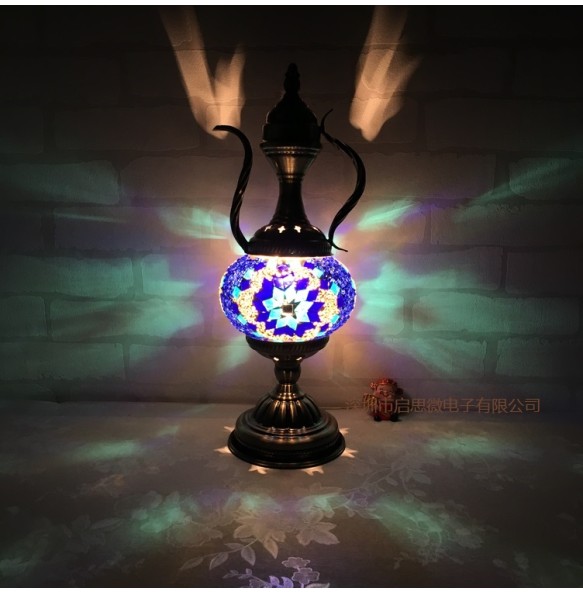 Newest E14 Hand-inlaid Glass Morocco Style Mosaic Light Bedroom Living Room Decorative Table Lamp Turkish Lampe