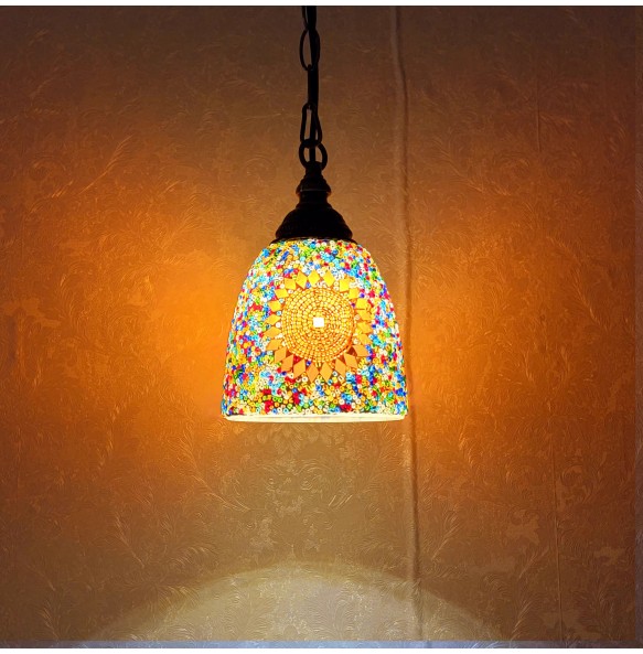 Newest Mosaic Pendant Lamp Vintage Art Deco Handcrafted Lamparas De Mesa Glass Romantic Light Lamparas Con Mosaicos Home Decor