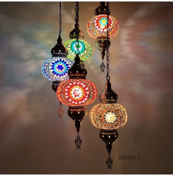 Newest Turkey ethnic customs handmade Mosaic lamp romantic Hotel cafe restaurant bar Pendant light living-room balcony stairs