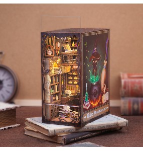 CUTEBEE DIY Book Nook Kit Miniature Doll House Home Touch Light Dust Cover Model Building Toys Gifts Magic Pharmacist