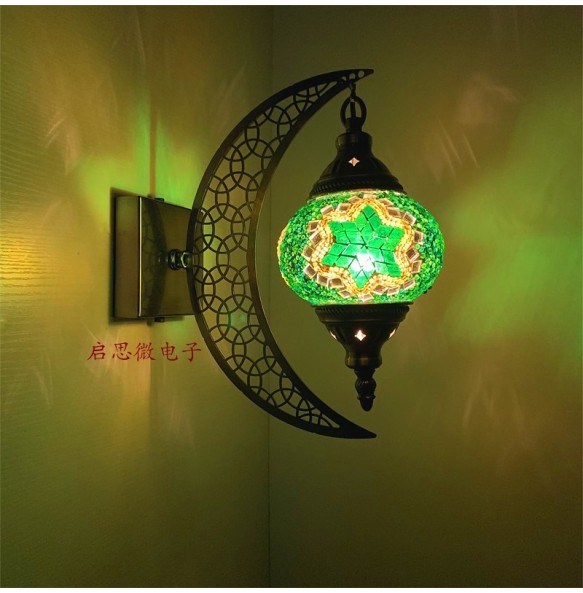 Newest Mediterranean style Art Deco Turkish Mosaic Moon Wall Lamp Handcrafted Mosaic Glass Romantic Wall Light