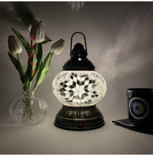 Rechargeable Turkish Mosaic Table Lamp Deco Handcrafted Lampe Abajur Para Quarto Bed Night Light Lampara De Noche Dormitorio