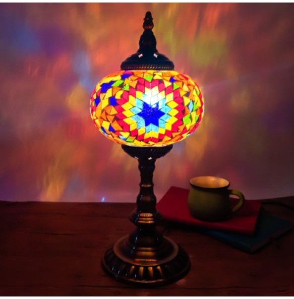 New Style E14 Hand-inlaid Glass Mosaic Bedroom Living Room Decorative Table Lamps of Mediterranean Style Turkish Lamps