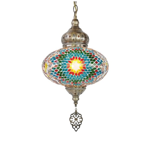 2021 Newest 25cm Dia Mediterranean style Art Deco Turkish Mosaic Pendant Lamp Handcrafted mosaic Glass romantic pendant light