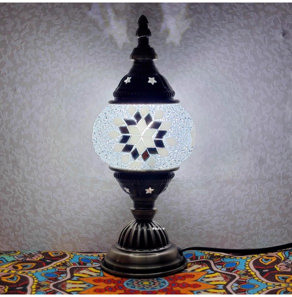 Newest Turkish Mosaic Table Lamp Vintage Art Deco Handcrafted Lamparas De Mesa Ball Glass Romantic Bed Light Led Night Lampe