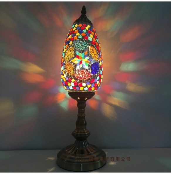 Oval Turkish Mosaic Table Lamp Vintage Art Deco Handcrafted Lamparas De Mesa Ball Glass Romantic Bed Light Led Night Lampe