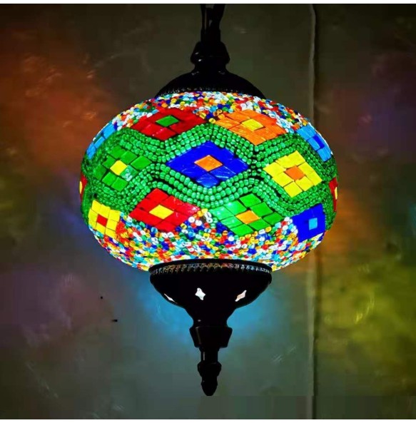 Turkish Mosaic Pendant Lamp Vintage Art Deco Handcrafted Lamparas De Mesa Glass Romantic Light Lamparas Con Mosaicos Home Decor