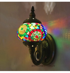 Newest Led Wall Lamp Mediterranean Style Art Deco Turkish Mosaic Wall Lampe Handcrafted Glass Romantic Light Home Decor