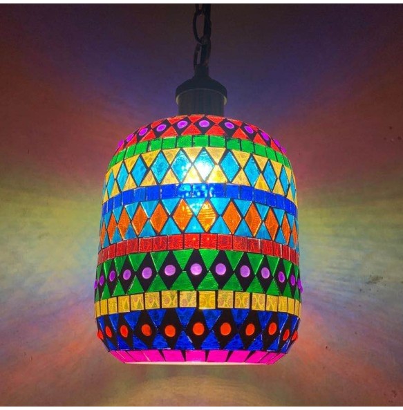 New Turkish Mosaic Pendant Lamp Vintage Art Deco Handcrafted Lampe De Mesa Glass Romantic Light Lamparas Colgantes Para Techo