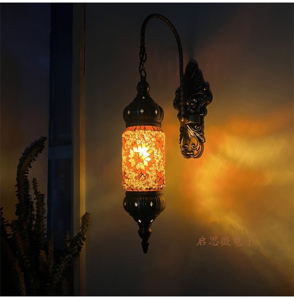 New Mediterranean Style Art Deco Turkish Mosaic Wall Lamp Handcrafted Glass Romantic Light  Lamparas Con Mosaicos Bedroom