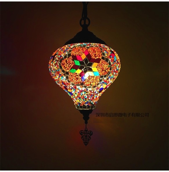 Newest E14 Hand-inlaid Glass Mosaic Bedroom Living Room Decorative Pendant  Lamps of Mediterranean Style Turkish Lampe