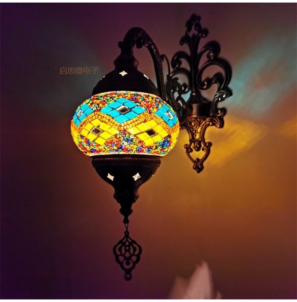 Newest Mediterranean style Art Deco Turkish Mosaic Wall Lamp Handcrafted mosaic Glass romantic wall light