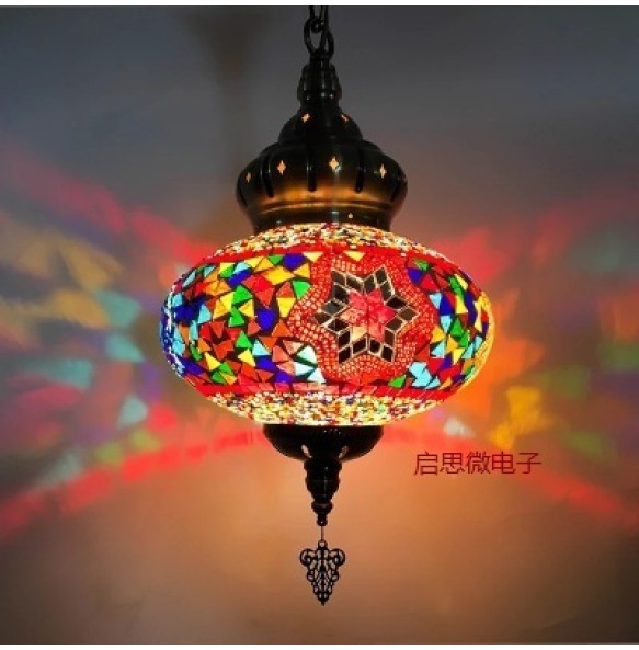 Dia 25cm New Style Turkey Ethnic Customs Handmade Lamp Romantic Cafe Restaurant Bar Tree Pendant Light Bar Mosaic Pendant Lamp