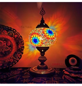 Big Size  E14 Hand-inlaid glass mosaic bedroom living room decorative Table Lamps of Mediterranean style Turkish Lamps Desk lamp