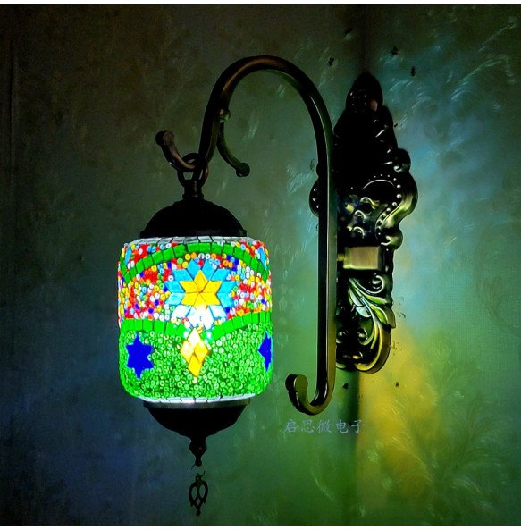 Newest Led Wall Lamp Mediterranean Style Art Deco Turkish Mosaic Wall Lampe Handcrafted  Glass Romantic Light Home Decor