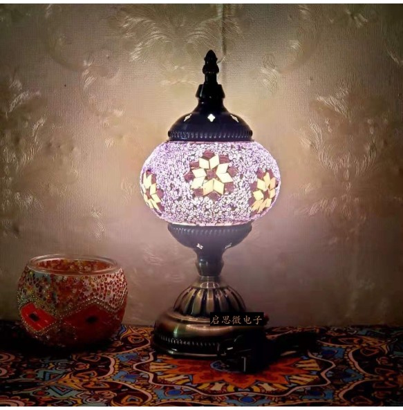 DIY USB Rechargeable Turkish Mosaic Table Lamp Handcrafted Camping Light Gift For Kids Lamparas Bedroom Decoration Night Light