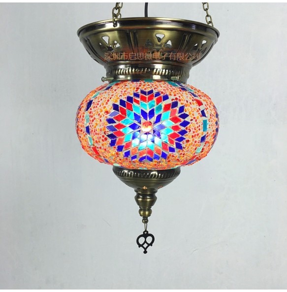 Big Size Turkish Mosaic Pendant Lamp Vintage Art Deco Handcrafted Lamparas De Mesa Glass Romantic Light Lamparas Con Mosaicos