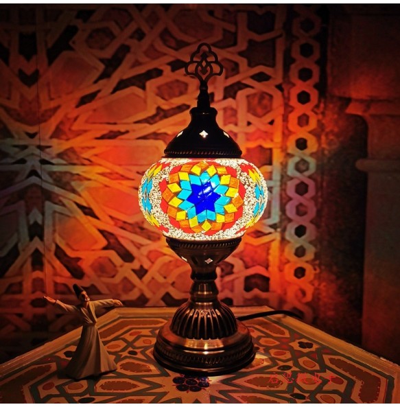 Newest Turkish mosaic table Lamp vintage art deco Handcrafted lamparas de mesa Glass romantic bed light lamparas con mosaicos