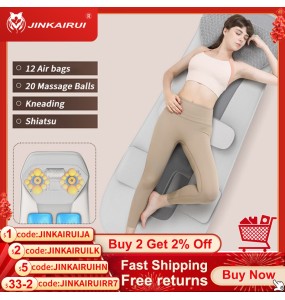 Jinkairui Airbag Heated Neck Massager Full Body Massage Mat Mattress Traction Lumbar Vibration with Remote Controller