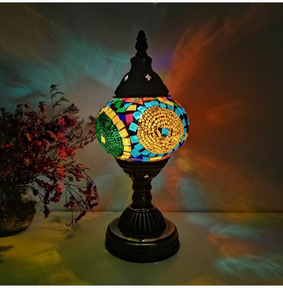 New Style Turkish Mosaic Table Lamp Vintage Art Deco Handcrafted Lamparas De Mesa Glass Romantic Bed Light Lamparas Con Mosaicos